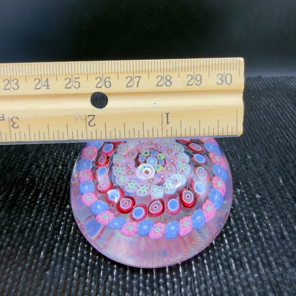Baccarat Millefiori Art Glass Paperweight Concentric Floral Murrine Pink RARE - Picture 3 of 16